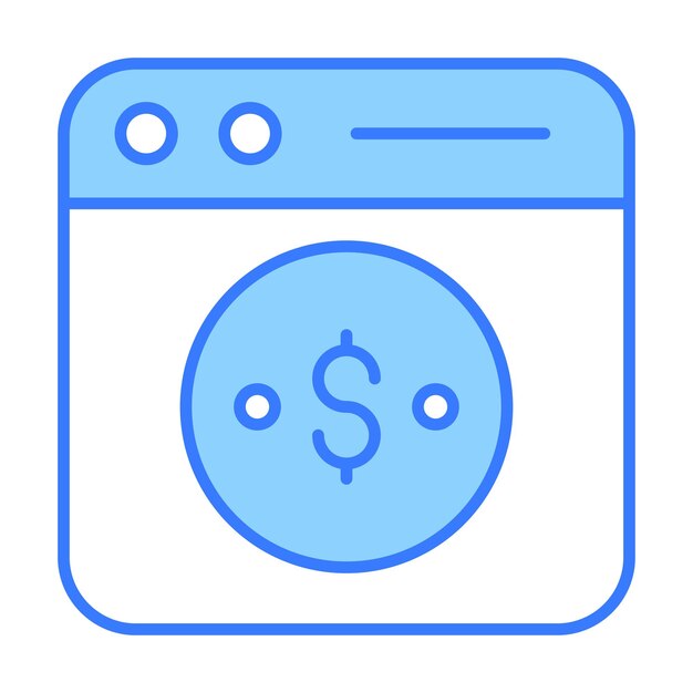 Moneda de dólar dentro de la página web que muestra el icono del concepto de pago por clic o monetización
