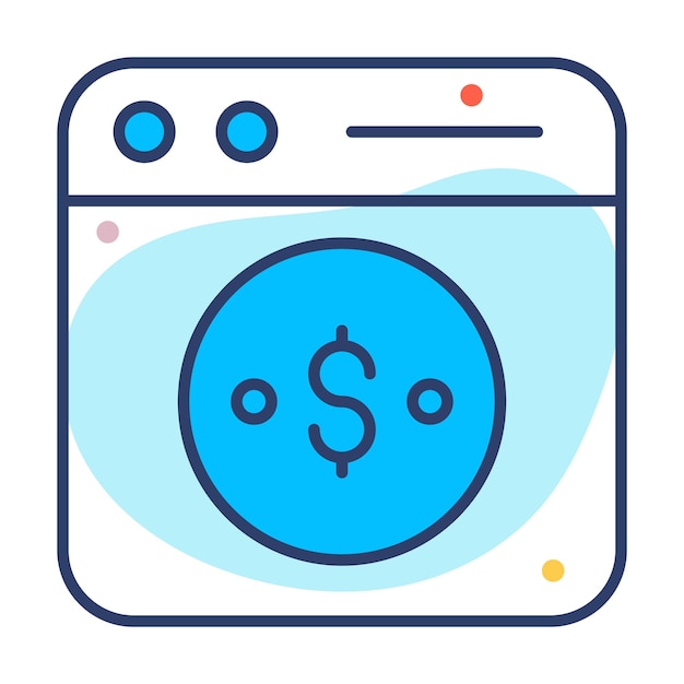Moneda de dólar dentro de la página web que muestra el icono del concepto de pago por clic o monetización
