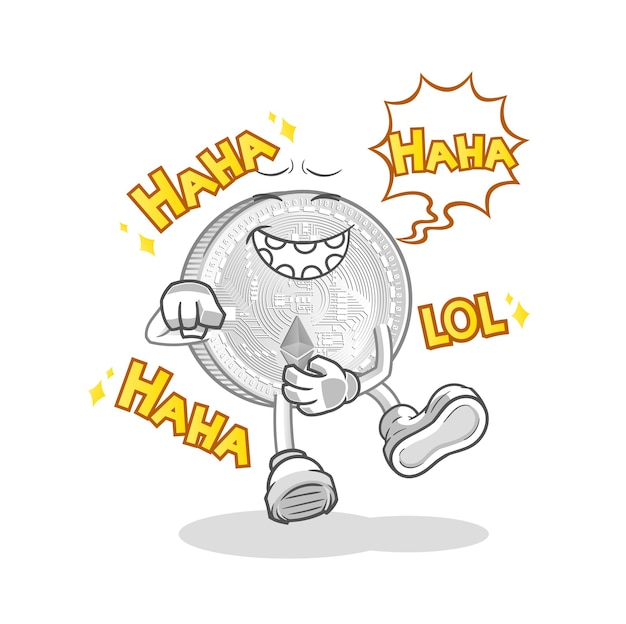 Moneda Ethereum Personaje Laugh Out Loud. vector de mascota de dibujos animados