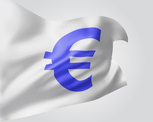 Moneda euro en vector bandera 3d aislado sobre fondo blanco.