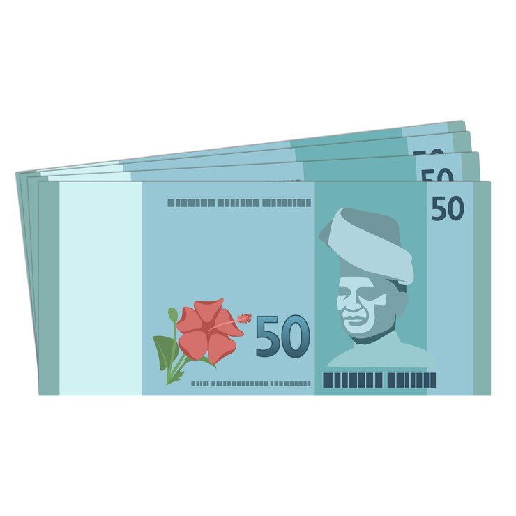 moneda de Malasia MYR Ringgit Malasia RM billetes de papel dinero en efectivo muestra de RM50