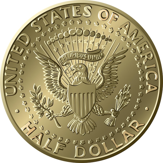 Moneda de medio dólar de los Estados Unidos con el sello presidencial en el reverso