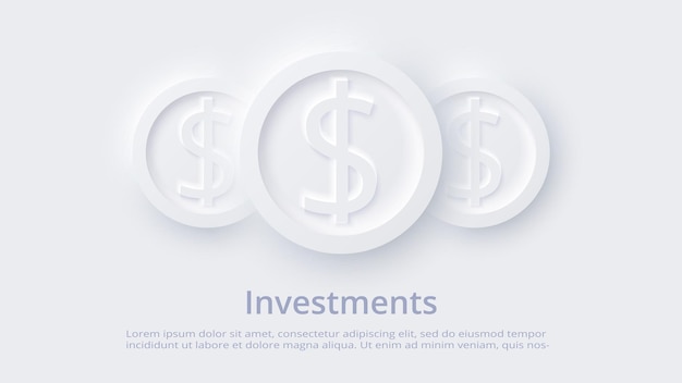 Moneda neumórfica dinero concepto creativo para la inversión empresarial