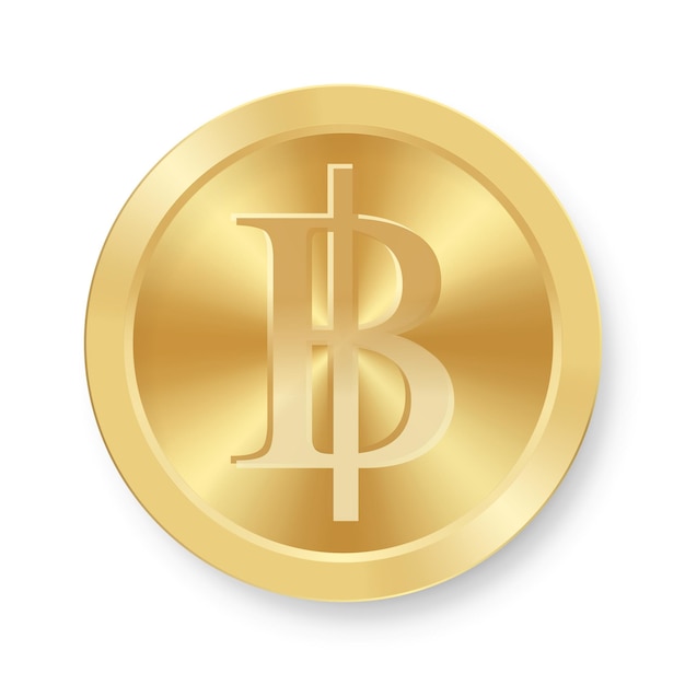 Moneda de oro de Baht Concepto de moneda web de internet Medalla de Baht