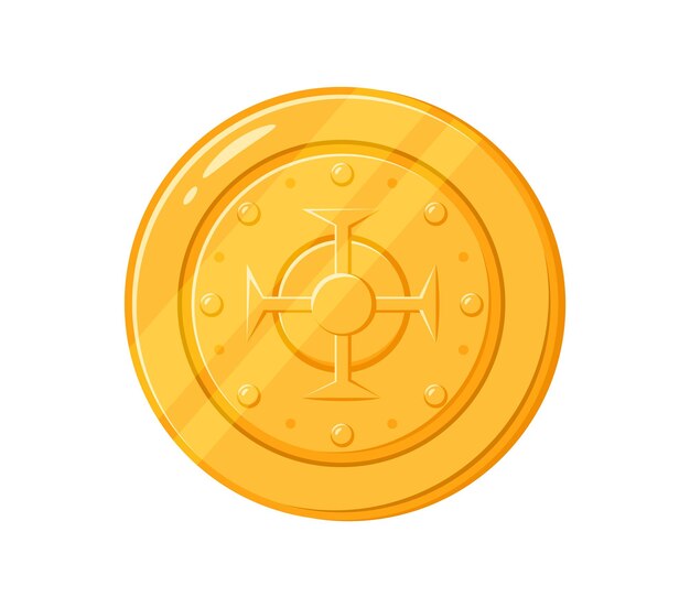 Vector moneda de oro de dibujos animados antiguo doblón pirata