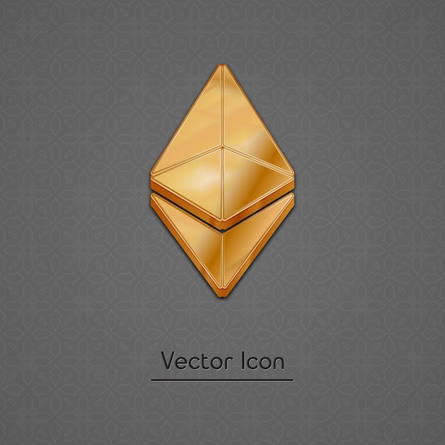 Moneda de oro Ethereum icono de vector de estilo 3d de moda