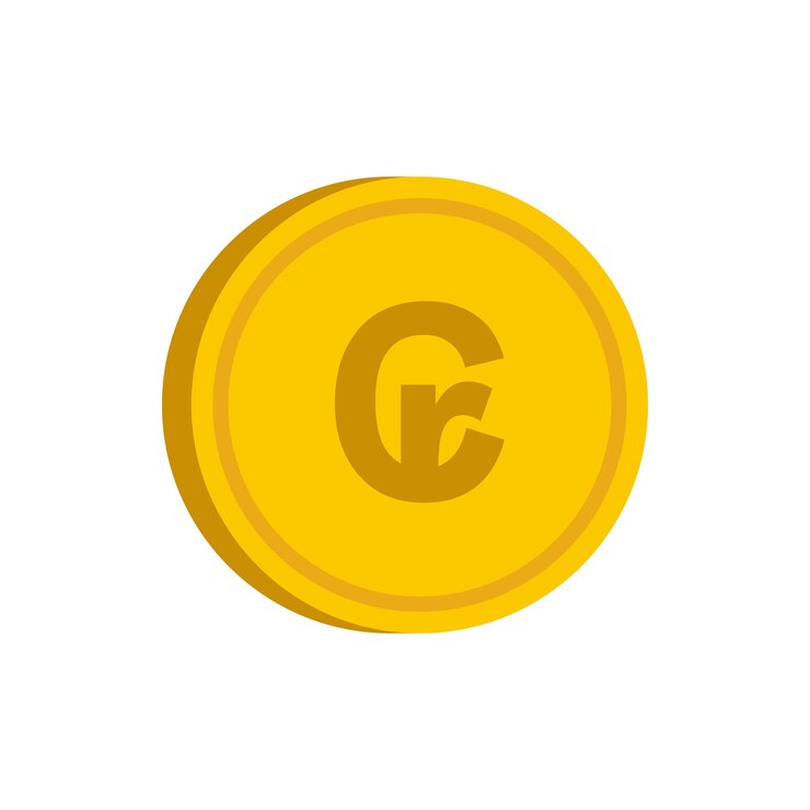 Vector moneda de oro con icono de signo cruzeiro en estilo plano en una ilustración de vector de fondo blanco