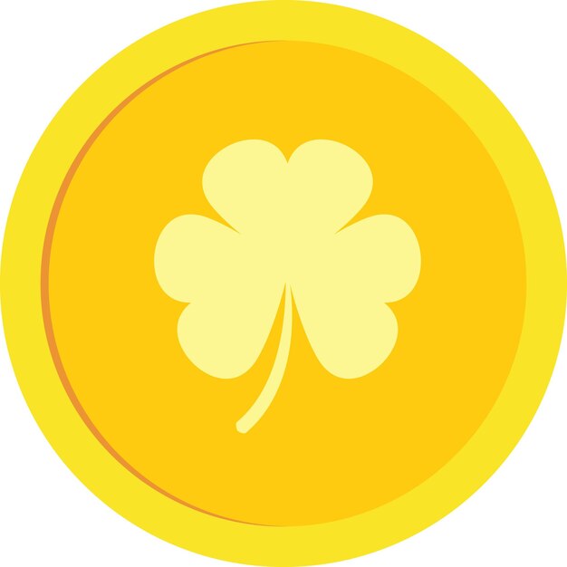 Moneda de oro con imagen de trébol Ilustración vectorial con fondo transparente