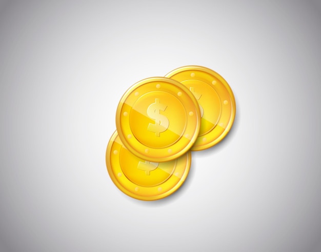 Moneda de oro.s Moneda vectorial aislada sobre fondo blanco.