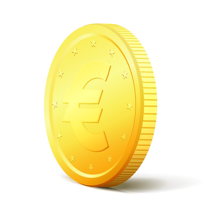Vector moneda de oro con sombra realista aislada en la ilustración de fondo blanco