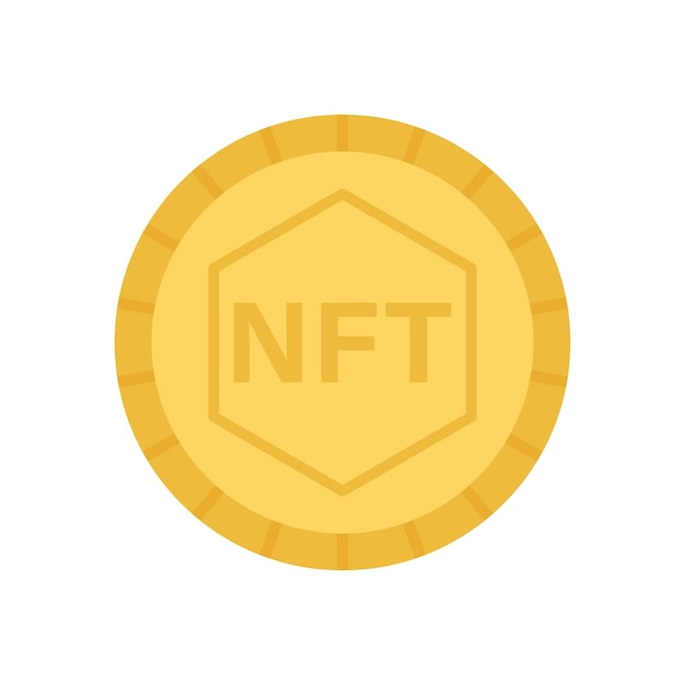 Moneda de oro vectorial nft ilustración de token no fungible aislado sobre fondo blanco