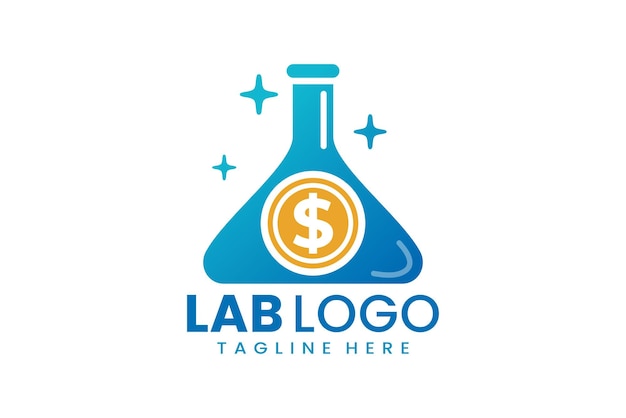 Moneda plana moderna simple dólar modelo de logotipo de laboratorio icono símbolo ilustración de diseño vectorial