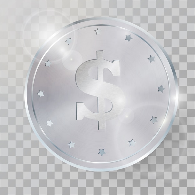 Vector moneda de plata 3d realista ilustración vectorial