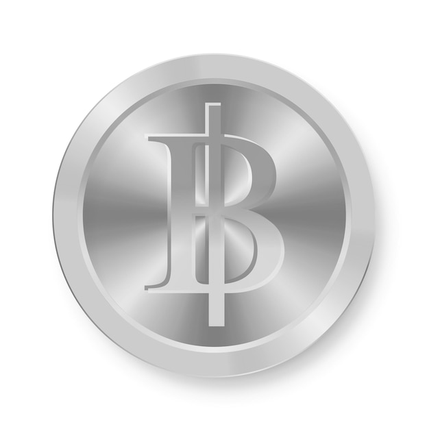 Moneda de plata de Baht Concepto de moneda web de internet Medalla de Baht