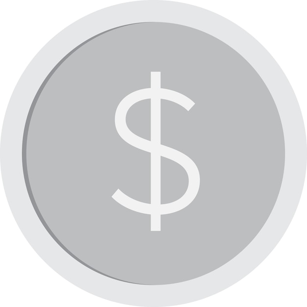 Moneda de plata con ilustración vectorial del signo del dólar