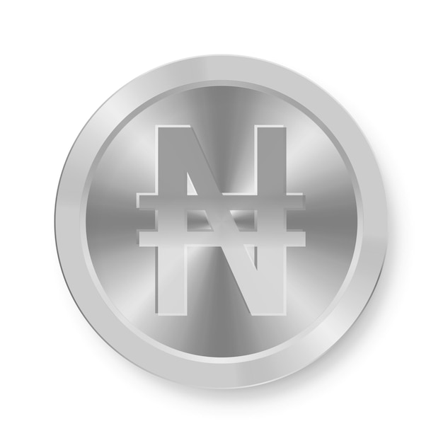 Moneda de plata de Naira Concepto de moneda web de internet Medalla de Naira
