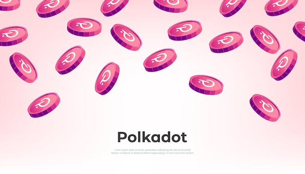 Moneda de polkadot dot que cae del cielo fondo de banner de concepto de criptomoneda dot