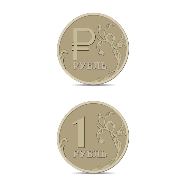 Moneda de rublo ruso en vector