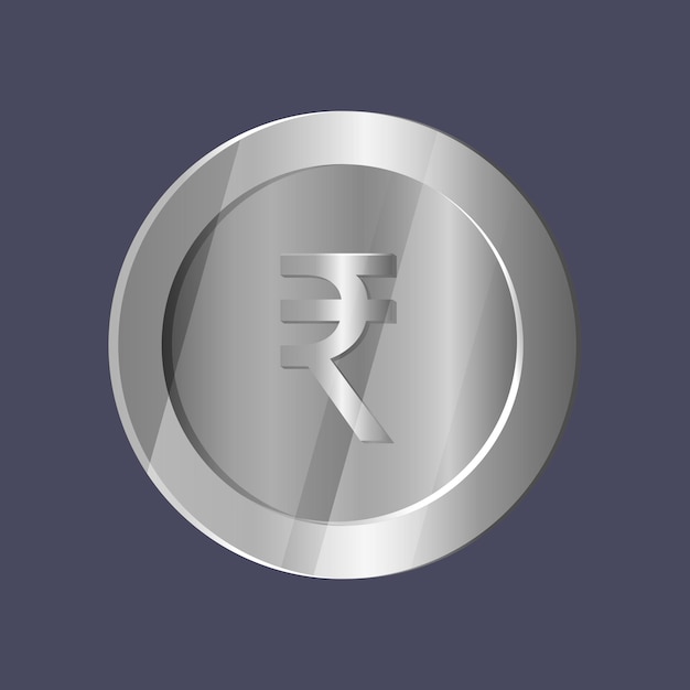 Moneda de rupia de plata digital de vector libre