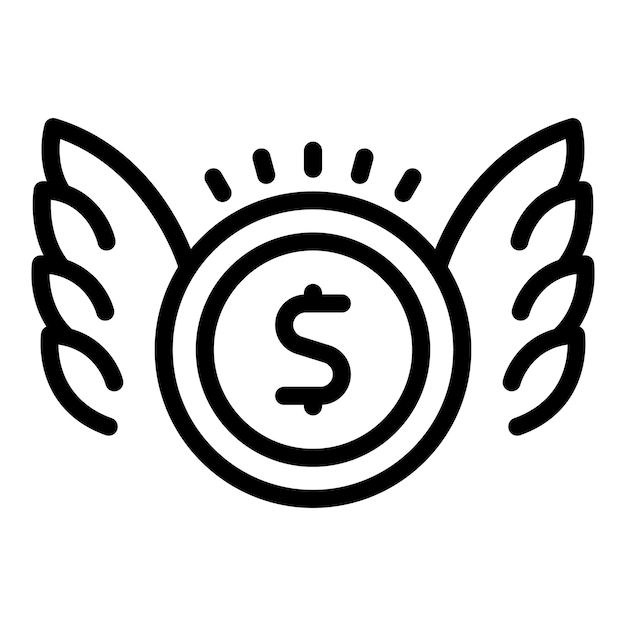 Moneda volar icono de moneda contorno vector libertad de trabajo escuela rica