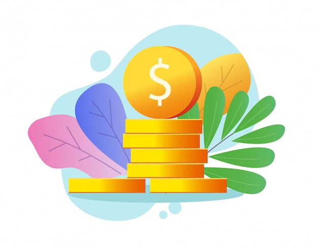 Monedas apiladas o pila de dinero dorado
