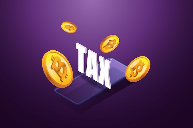 Monedas de bitcoin flotando frente al teléfono inteligente tax letterson