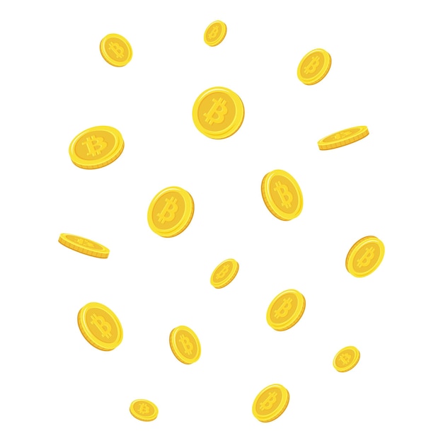 Monedas Bitcoin Monedas que caen dinero que cae monedas de oro voladoras lluvia dorada