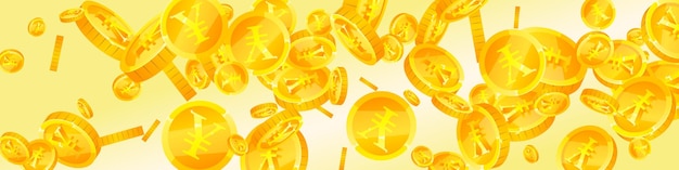 Las monedas chinas de yuan caen el oro esparcido CNY