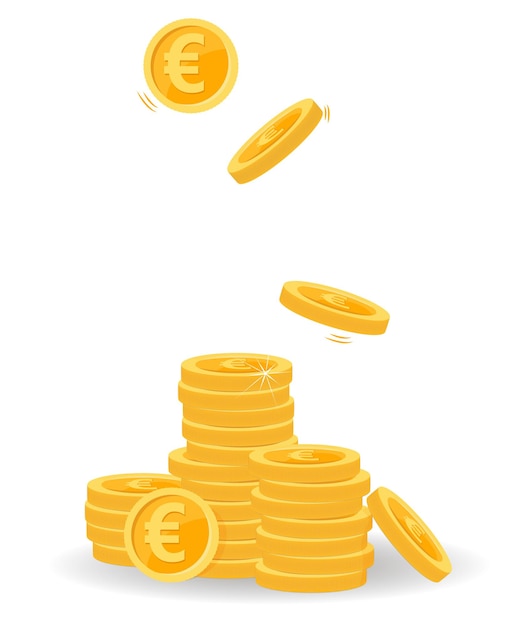 monedas de dinero euro Diferentes pilas de dinero efectivo o garantía Bancos y finanzas