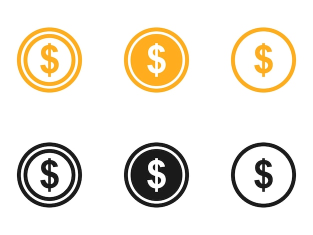 Monedas de dólar Símbolos financieros e ilustraciones de la moneda