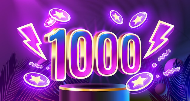 Monedas gratis 1000 promo flyer poster banner juego ilustración vectorial