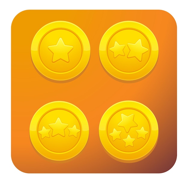 Monedas de juego de oro hasta 4 niveles