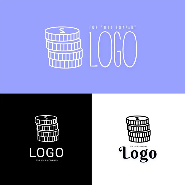 monedas logotipo dinero logo monedas icono para diseño web o empresa ilustración vectorial aislada Eps