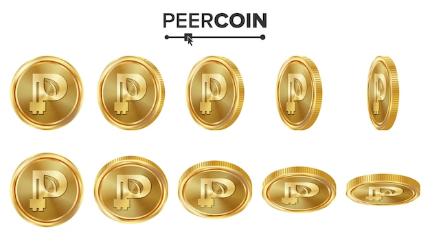 Monedas de oro 3D de Peercoin