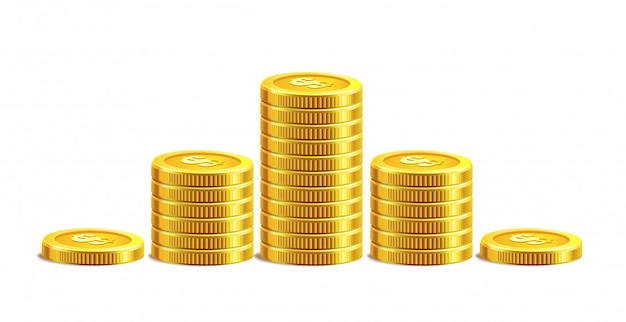 monedas de oro aisladas en blanco