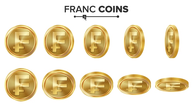 Monedas de oro franco 3d