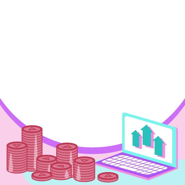 Monedas de oro que representan planes financieros futuros Cálculo exitoso de hipotecas Computadora portátil que muestra cálculos recientes sobre proyectos de inversión más nuevos