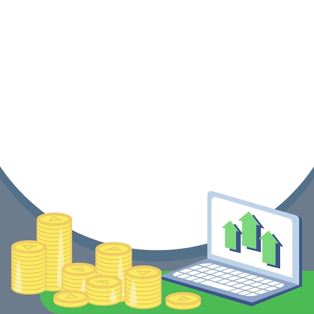 Monedas de oro que representan planes financieros futuros Cálculo exitoso de hipotecas Computadora portátil que muestra cálculos recientes sobre proyectos de inversión más nuevos