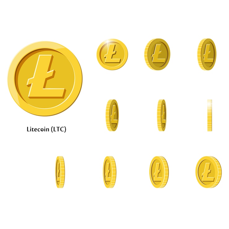 Vector monedas de oro rotate litecoin