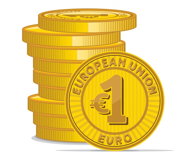 Monedas de oro con el símbolo del euro