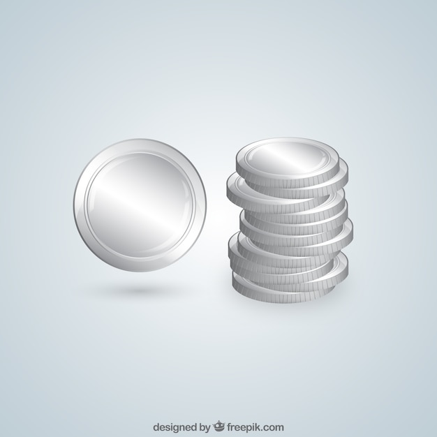 Monedas de plata apiladas