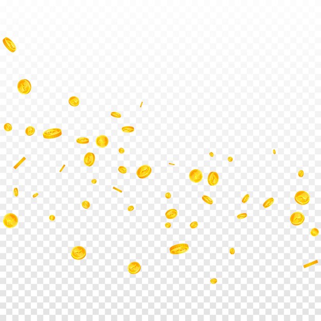 Vector las monedas de la rupia india caen el oro esparcido inr