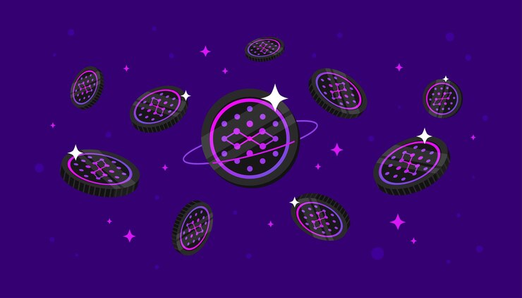 Vector monedas synapse syn cayendo del cielo fondo de banner de concepto de criptomoneda syn