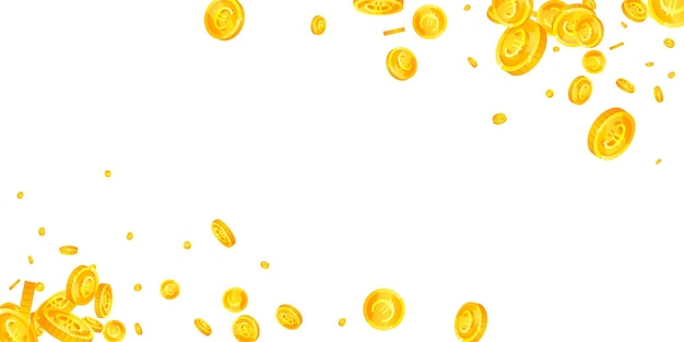 Monedas de la Unión Europea en euros que caen Oro esparcido