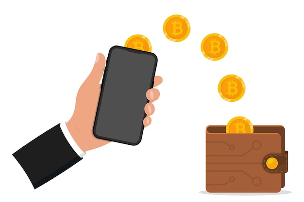 Monedero criptográfico Monedero digital de bitcoin con teléfono móvil Tecnología de monedero digital para criptomonedas Transacción de criptomonedas con teléfono móvil Transferencia de dinero de intercambio de monedas criptográficas de cadena de bloques
