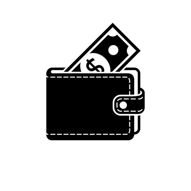 Monedero icono vector aislado icono negro sobre fondo blanco monedero icono vector vector ilustración fla