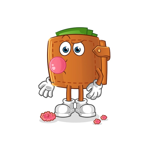 Monedero personaje de dibujos animados de vector de goma de mascar