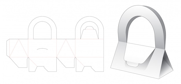 Monedero triangular con asas plantilla troquelada