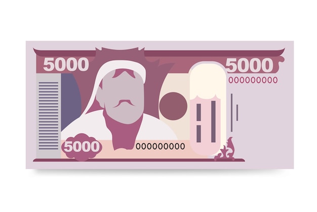 Vector mongol tugrik vector ilustración mongolia conjunto de dinero conjunto de billetes papel moneda 5000 mnt