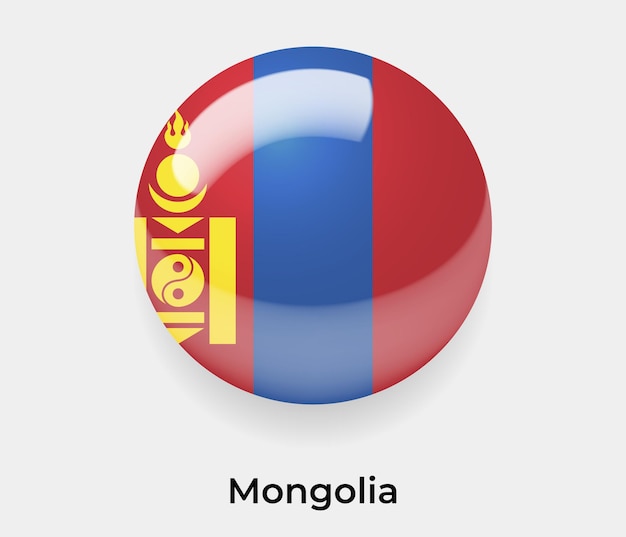 Mongolia bandera brillante burbuja icono vector ilustración